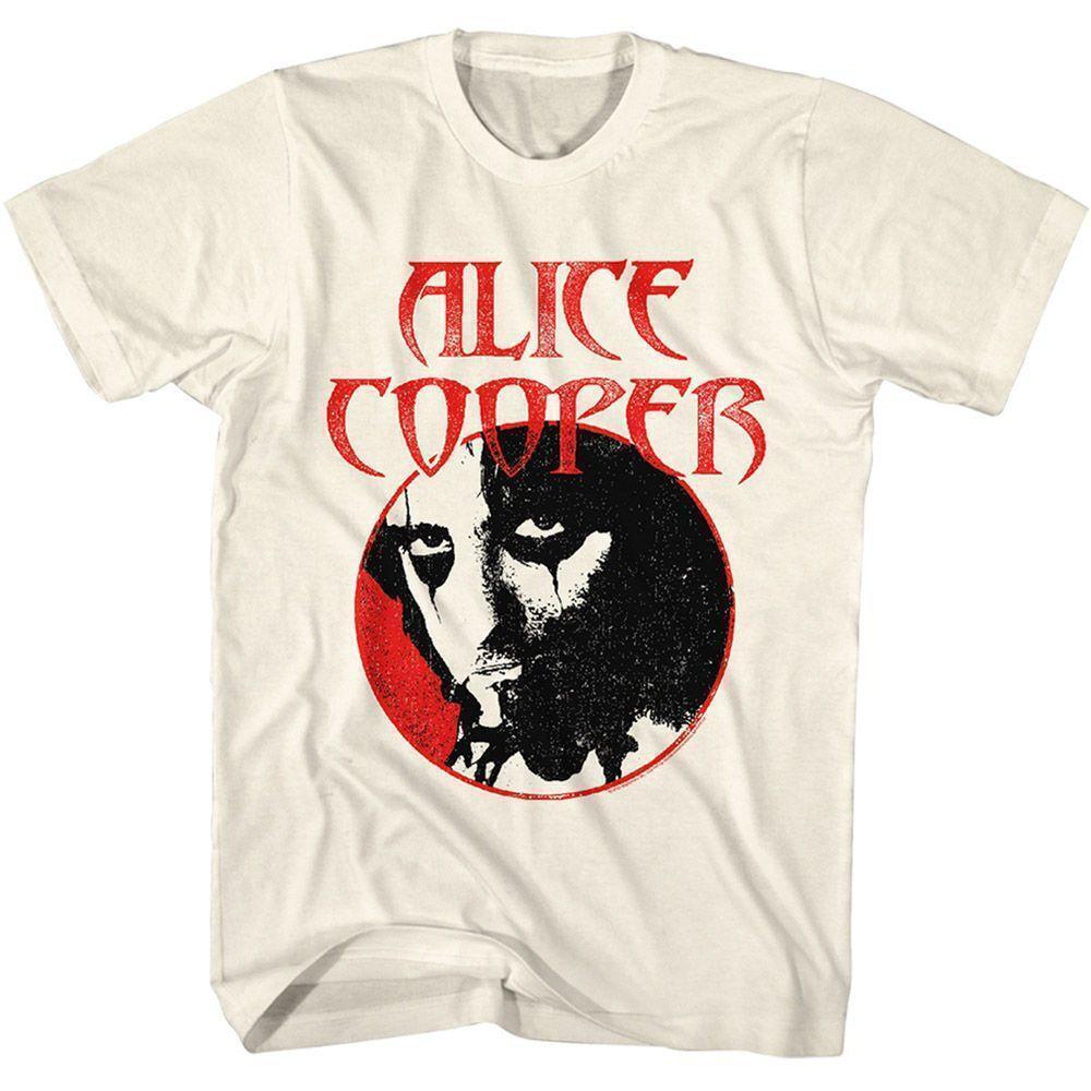Alice Cooper Circle Face Natural Adult T Shirt